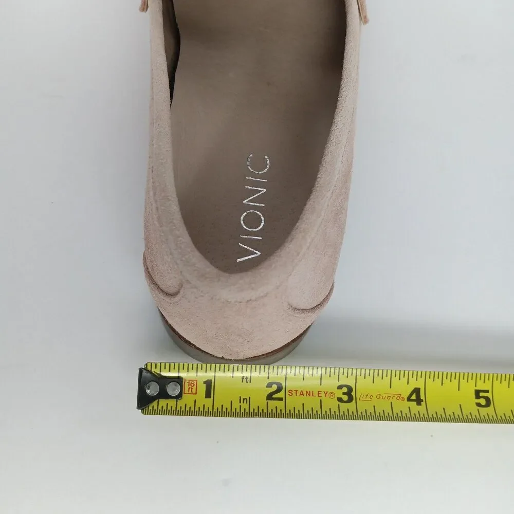 Vionic Avvy Loafers Womens 8 Muted Pink Suede Jewel Embellished Slip On Shoes